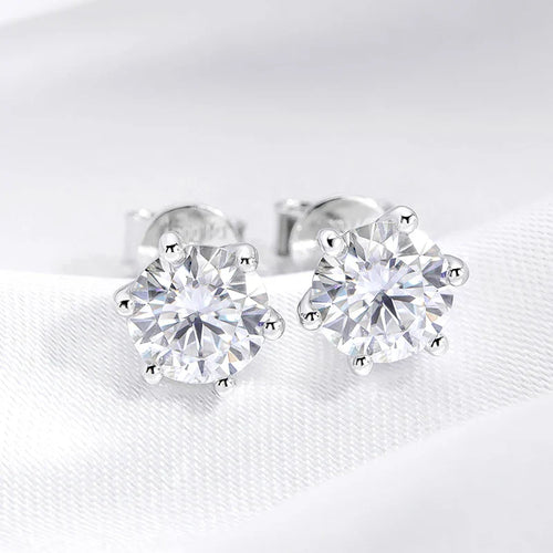 0.5-2CT D VVS1 Real Moissanite Stud Earrings for Women Lab Diamond Ear Studs 100% S925 Sterling Silver Plated 18K Gold