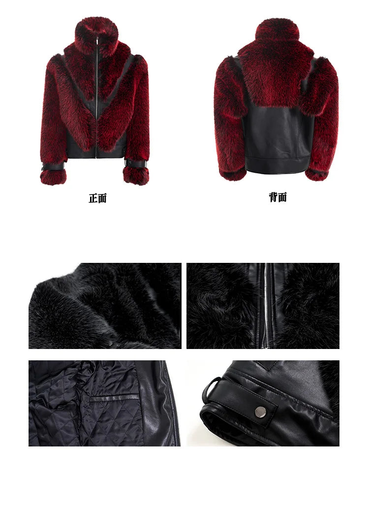 Autumn Winter Cool Handsome Thick Warm Patchwork Faux Fur Coat Men Luxury Designer Clothes Zip Up Fluffy Jacket 2025