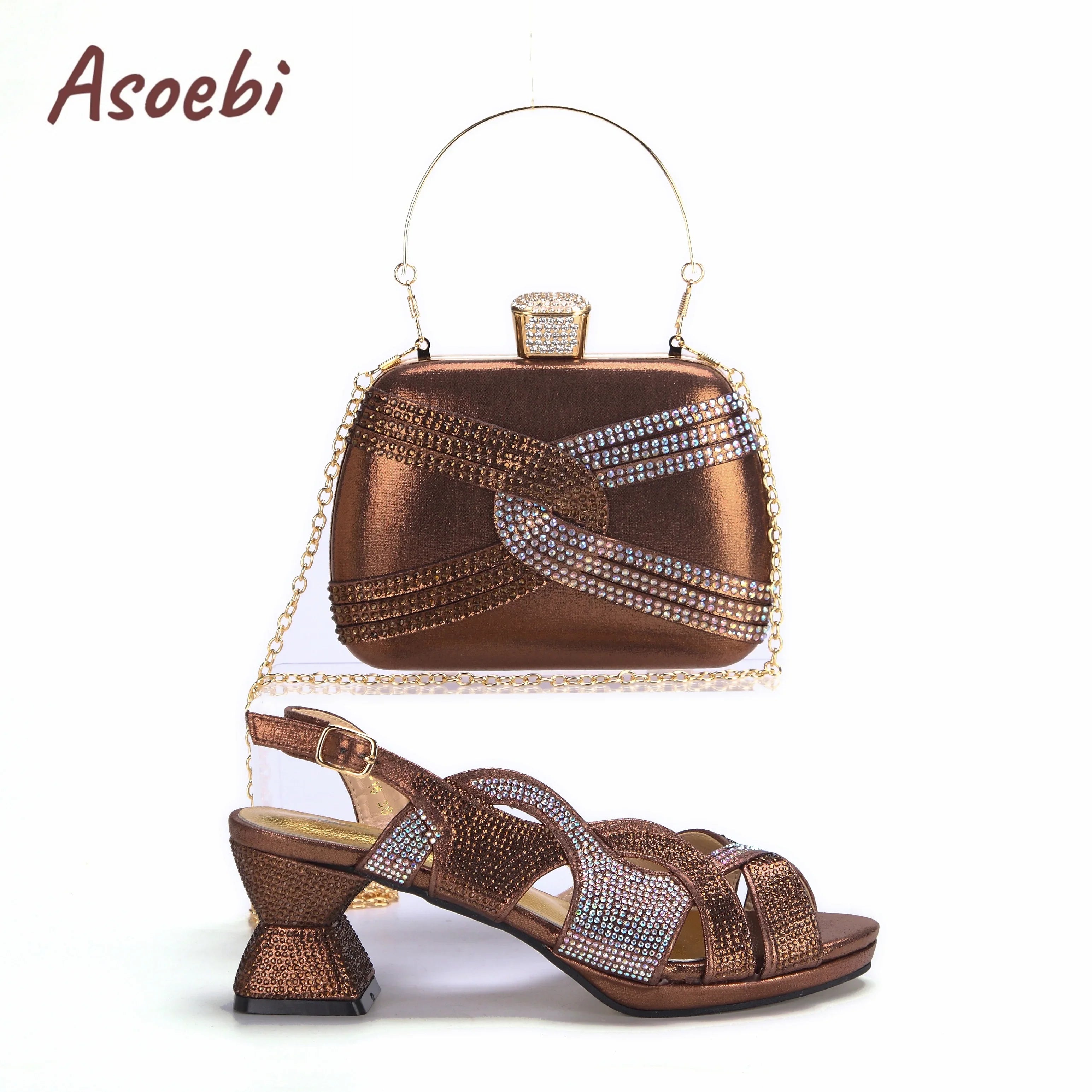 Purple Color Peep Toe Ladies Shoes Matching Bag Set