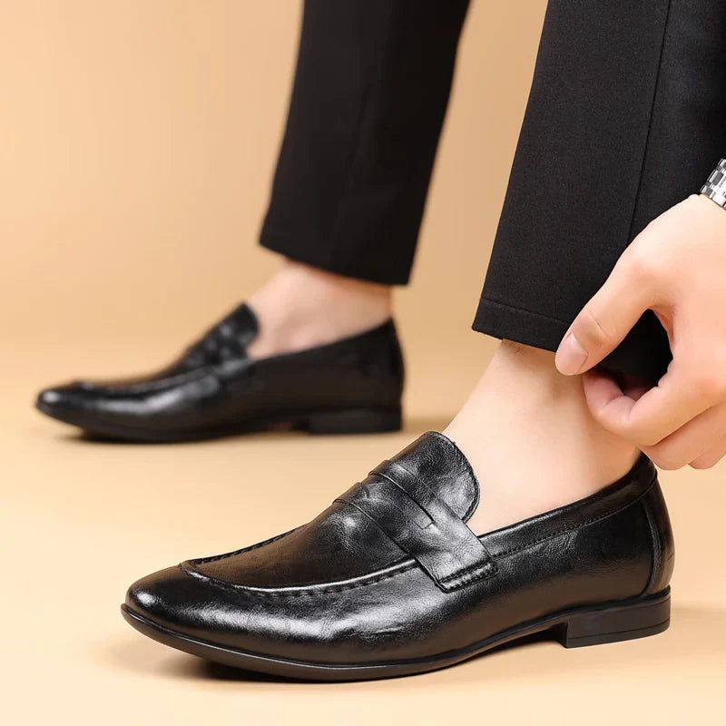 Italian Men High Quality Casual Leather Loafers Casual Business Office Shoes Comfy Outdoor Slip On Flats Fashion Driving Shoes