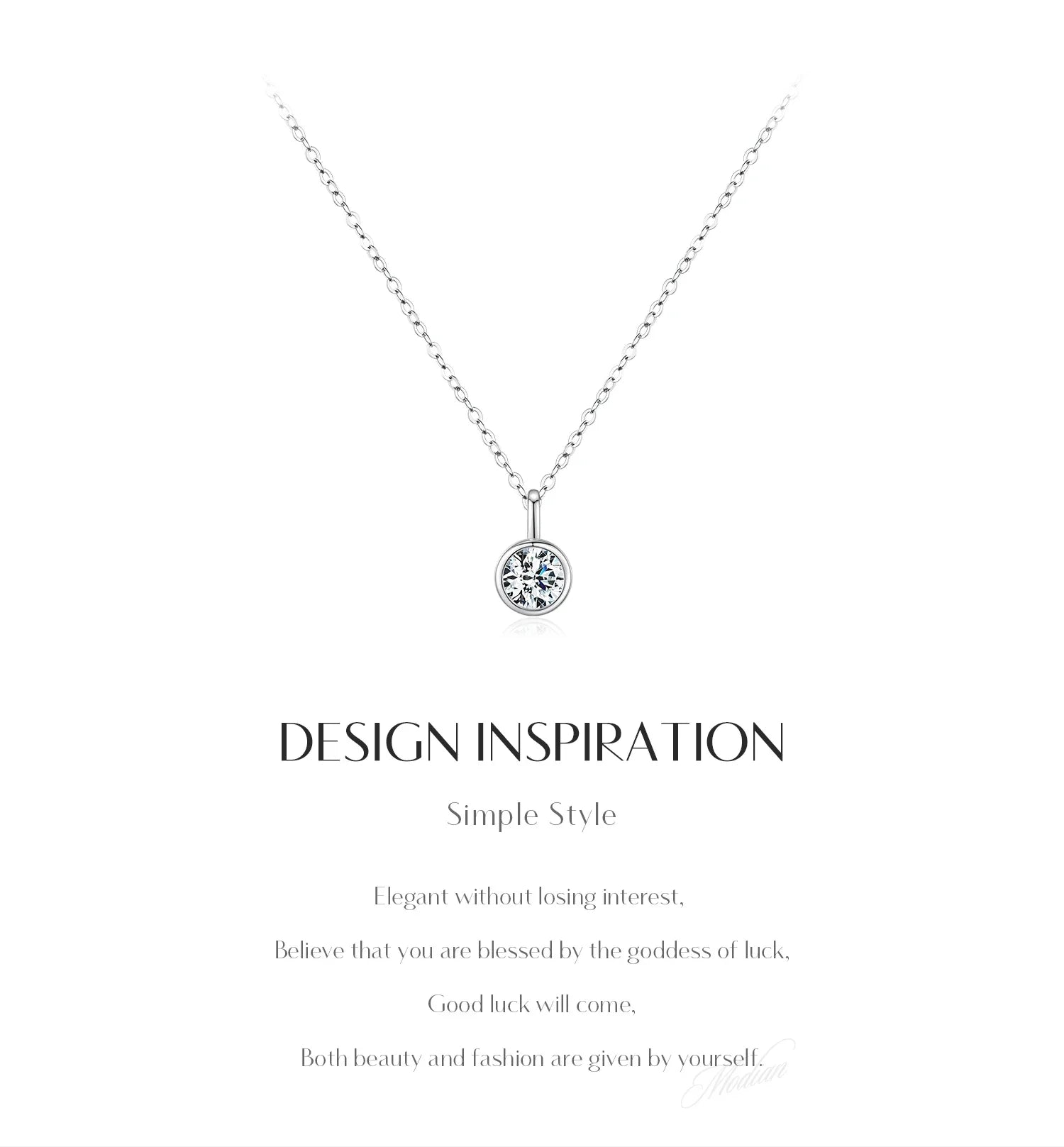 1 Carat D Color Round Bezel Setting Moissanite Pendant Necklace 925 Silver Lab Diamond Women Jewelry With Certificate Box
