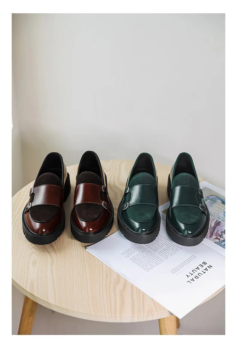 New Buckle Designer Big Size Loafers For Man Spring Autumn Business Leather Platform Shoes Male Fashion Casual Elegant Shoes Man