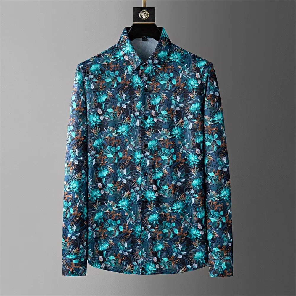 Crown Print Shirt Men's Long Sleeve Casual Shirt High Quality Fashion Popular Premium Plus Size Men's Clothing Disfraz De Hombre