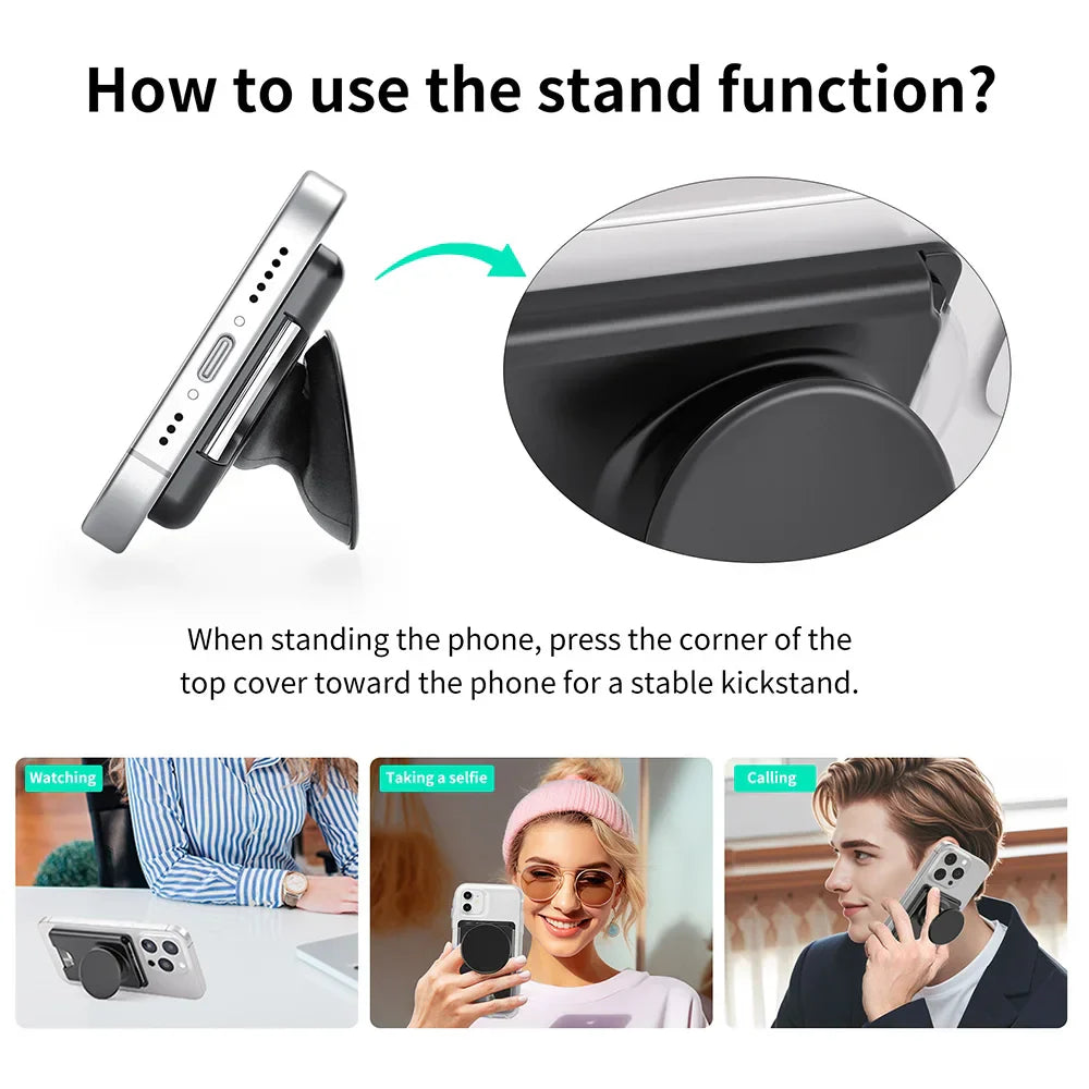 Grippopso Universal Magnetic Wallet With Expanding Phone Grip,Phone Card Holder Solid SocketWallet For IPhone Samsung Wallets