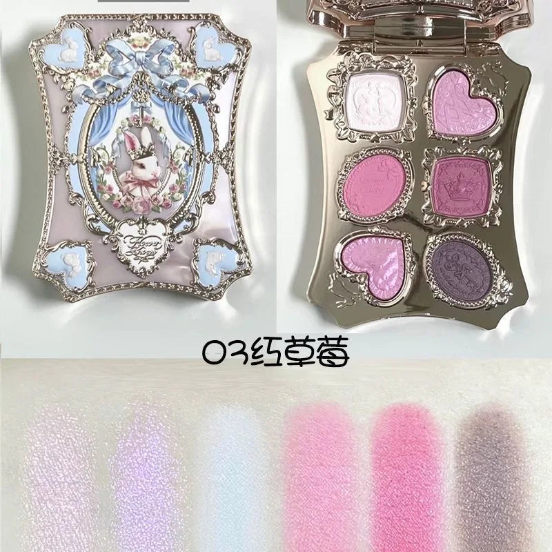Bunny Garden Collection 6-Color Makeup Eyeshadow Contour Palette Eye Brush Puff Set Eye Glitter Korean Makeup Kit