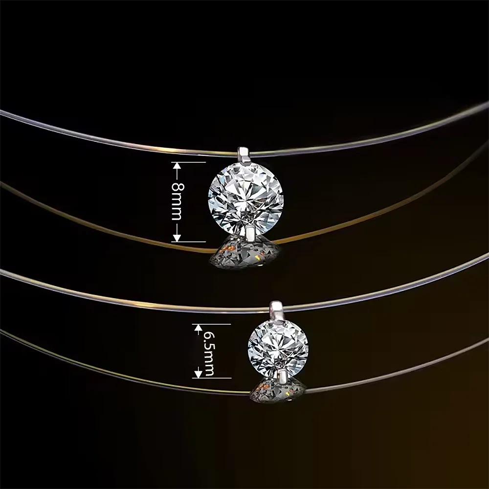 0.5/1/2carat Solitaire Moissanite Diamond Pendant NecklaceCertified Certificate Invisible Fishing Line Necklaces for Women
