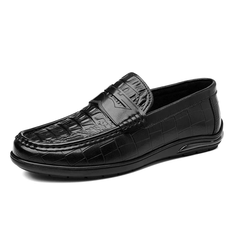Mens Leather Mens Loafers Non Slip Walking Flats Breathable Driving Shoes Outdoor Slip on Casual Shoes Man Work Office Sneakers