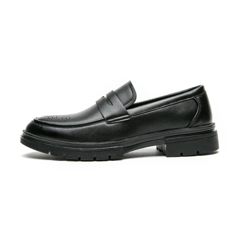 Spring Luxury Thick soled Casual Shoes Men's Black Penny loafers men Brown Business Office Dress Shoes for Mentênis masculino