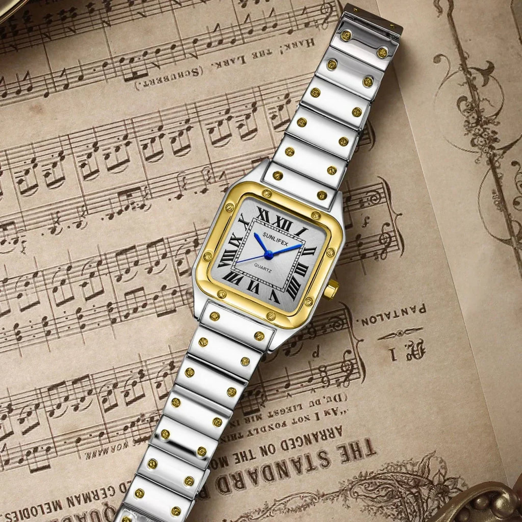 Square Women Watches Ladies Quartz Watch Female Wristwatch Stainless Steel Bamboo Strap Casual Lady Clock Watch Relogio Feminino
