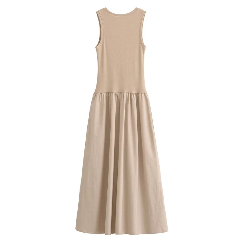 Knitted Dresses 2025 Woman Sleeveless Black Long Dress Women Bodycon Summer Solid Dresses One Pieces Midi Casual Dresses