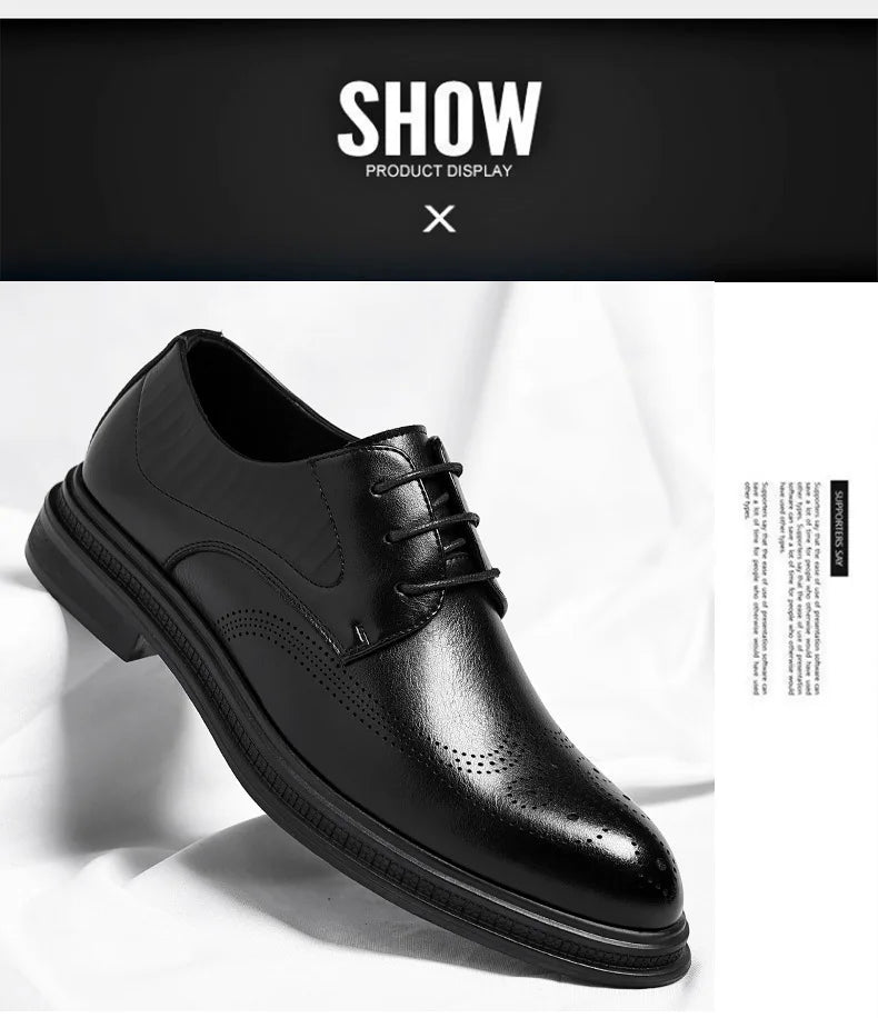Business Formal Casual Wedding Shoes for Men Fashion New Designer Inner Increase Shoes Male Spring Autumn Retro Leather Shoe Man