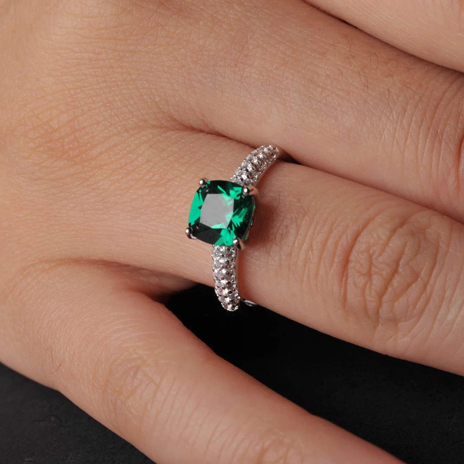 2.22ct Created Sapphire Nano Emerald Tanzanite Solitaire Ring 925 Sterling Silver for Women Daily Party Jewelry  sets gift