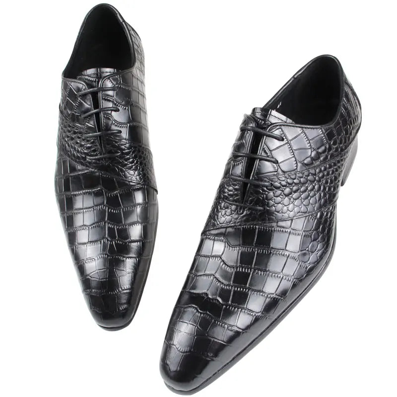 Men's Invisible Height Increasing Elevator Shoes Genuine Leather Formal Dress Oxfords Business Shoes Durable Rubber Outsole