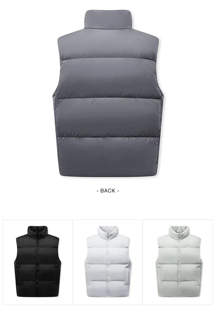Down Vest Men 2024 Winter New Thermal Three-Proof Coat Solid Color Puffer Vest Versatile Vest