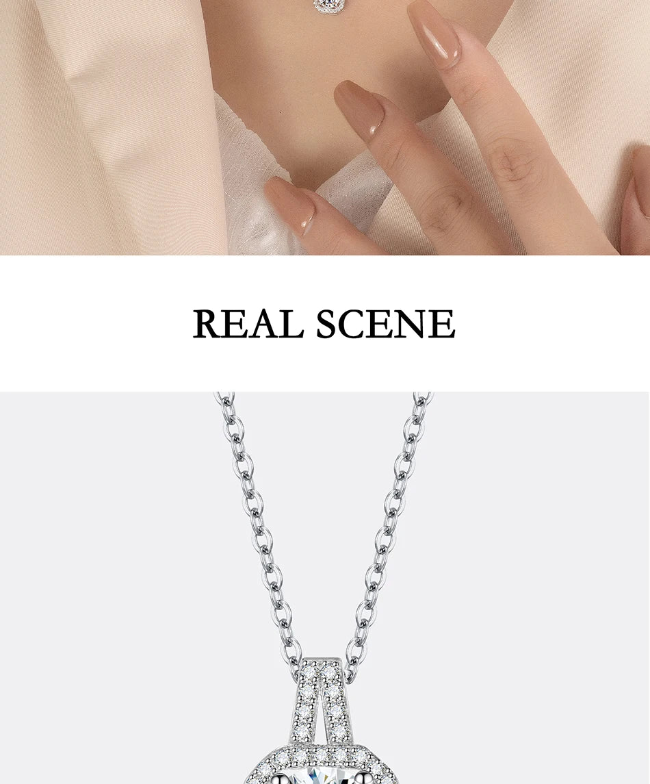 1-2CT Moissanite Necklace for Women S925 Silver Square Design Laboratory Diamond Pendant Luxurious Wedding Jewelry