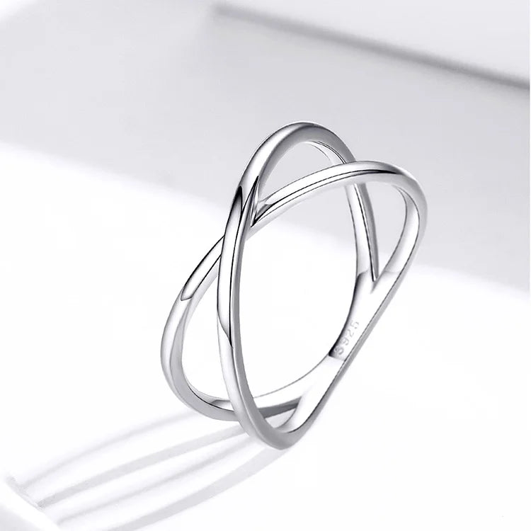 14K Gold Plated X Ring Dainty Minimalist 925 Sterling Silver Cross Ring for Women Promise Jewelry 2 Colors SCR543