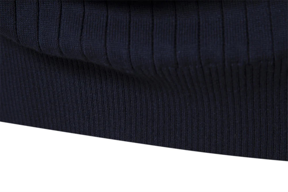 2024 Autumn Quarter Zipper Mock Neck Pullover Sweaters for Men Quality Warm Winter Cotton Knitted Men's Sweaters
