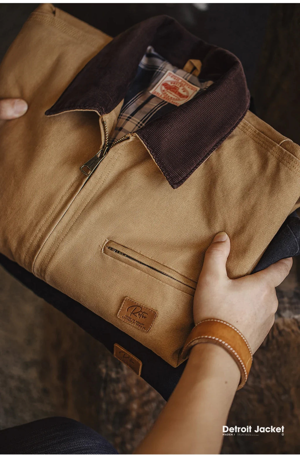 Vintage Detroit Hunting Jackets Men J001 Turn-down Collar Coats Heavyweight Cotton Jacket Multi-Pocket Casual Clothes