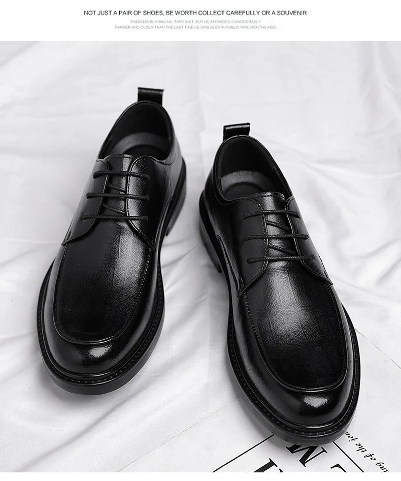 Big Size Elevator Shoes Men Leather Shoes Height Increasing Shoes For Man Increase Insole 6-8CM Invisible Heightening Lift Shoes