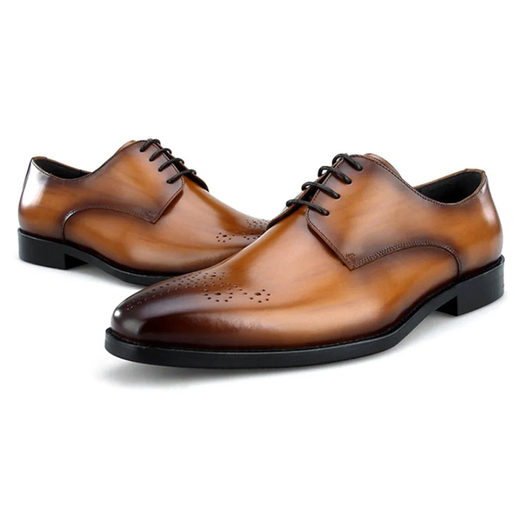 Italian Men's Genuine Leather Oxford Shoes Classic Gentleman Top Layer Cowhide Business Dress Shoes for Formal Occasions
