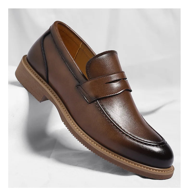 British Style Business Casual Shoes for Man Spring Autumn New Designer Leather Shoes Male Solid Color Men's Dress Elegant Shoe