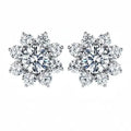 0.5Ct Moissanite Diamond Flower Stud Earrings for Women Real 925 Sterling Silver Solitaire Eternity Wedding Party Jewelry