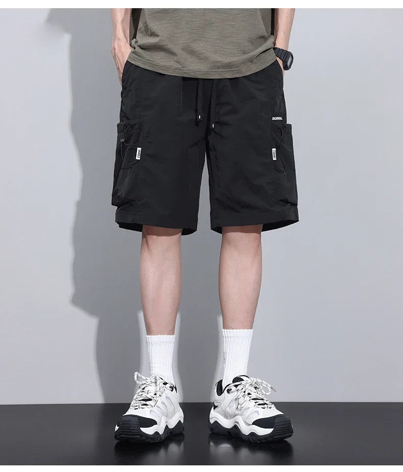 2024 Summer Thin Shorts for Men Cargo Pants Side Pockets Baggy Joggers Bermuda Knee Basketball Short Pant Male M-4XL