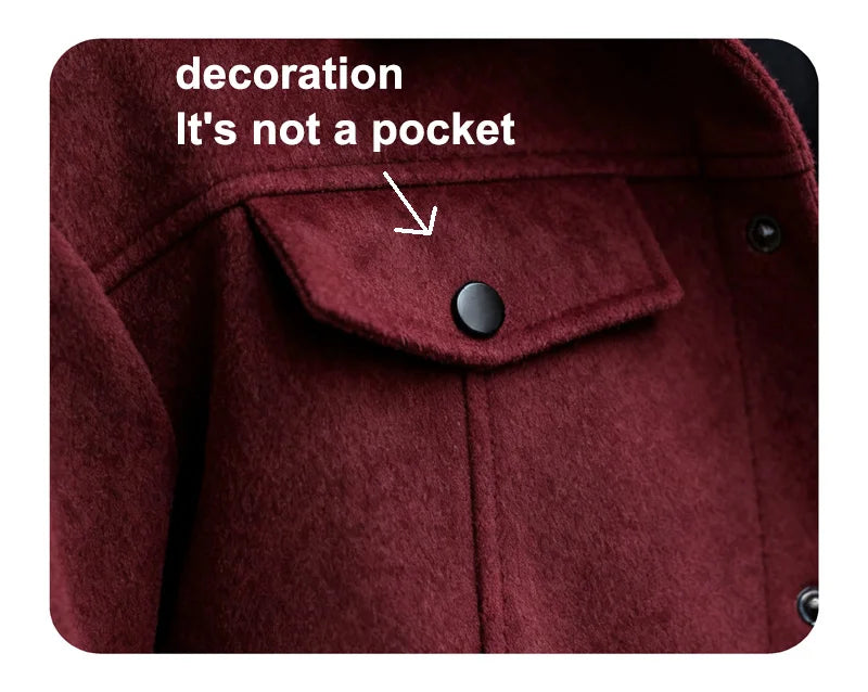 Men's Polyester Brushed Jacket, Lapel Button/Zipper Coat with Pocket, Comfortable Casual Autumn Winter Office Business Wear
