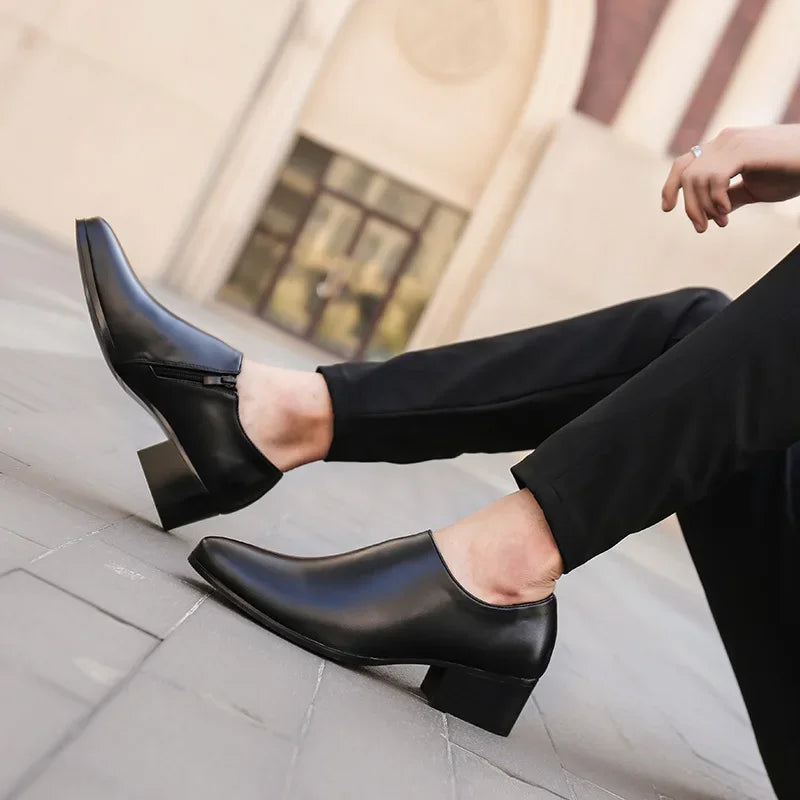 Men’s Leather Pointed Toe Shoes – Formal Slip-On Dress Footwear, Black/Brown, Sizes 40–48