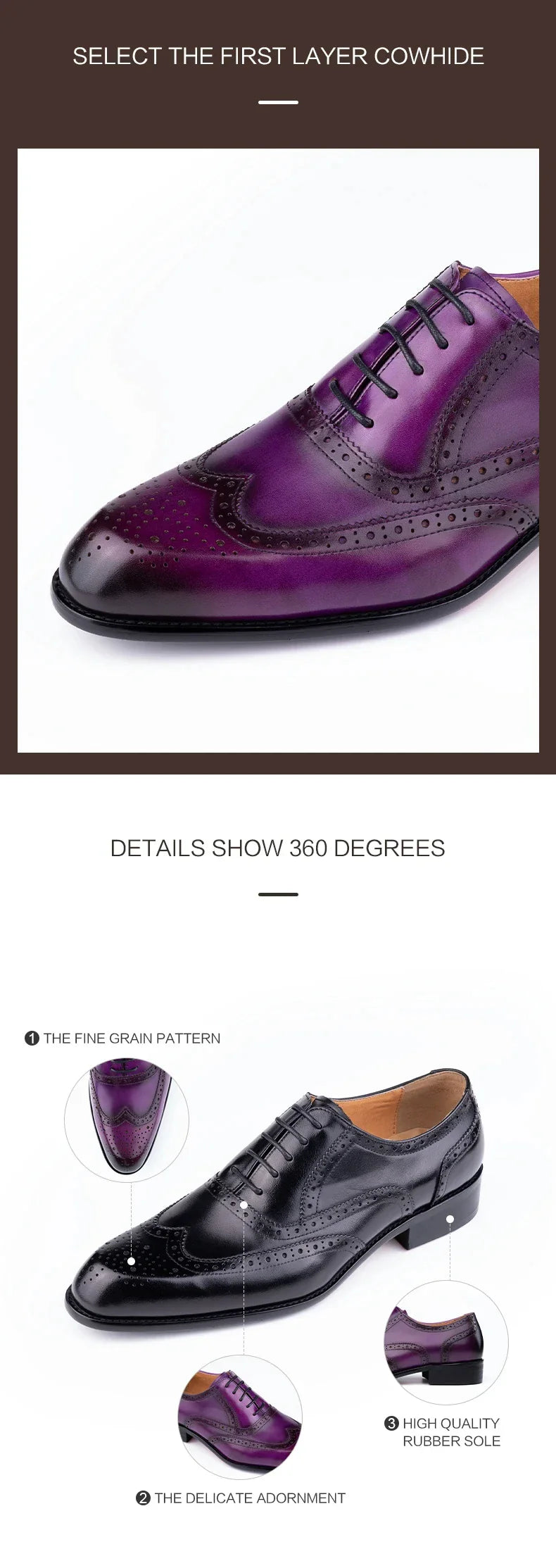 Fashion New Trend Oxford Shoe Mens Handmade Carving Craft Wedding Party Shoes Elegant Genuine Leather Lace Up Derby Shoes