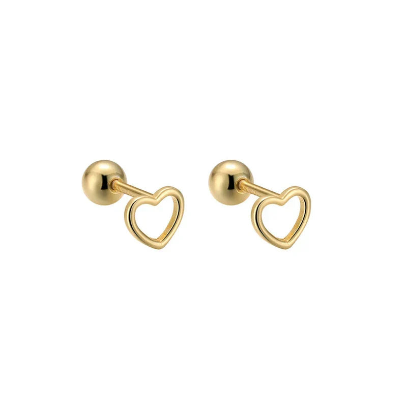 925 Sterling Silver Fashion Simple Golden Flower Beads Small Stud Earrings for Women Teen Piercing Jewelry Accessories