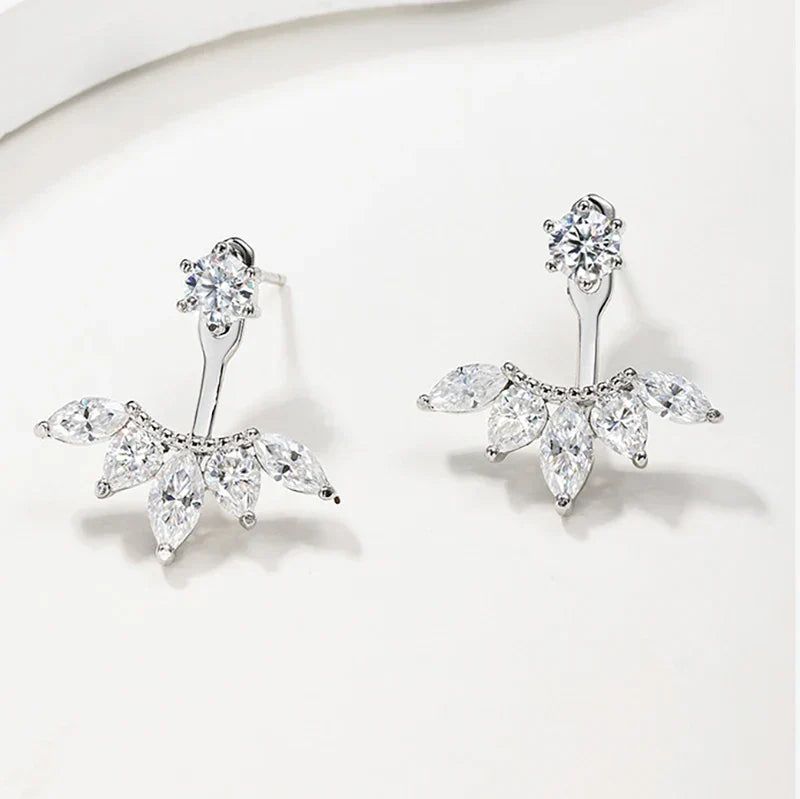 Trendy Full Moissanite Stud Earrings for Women Elegant Wedding Engagement Lab Diamond Ear Pure 925 Silver Jewelry Gifts