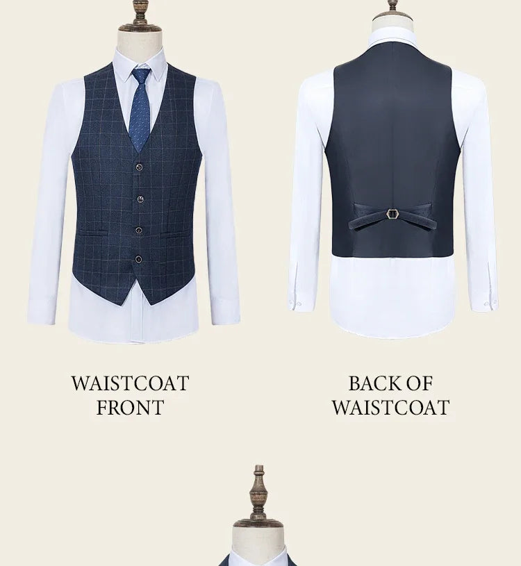 High Quality khaki Plaid suit Formal Business Office Men's Suits Fashionable and Casual evening gown