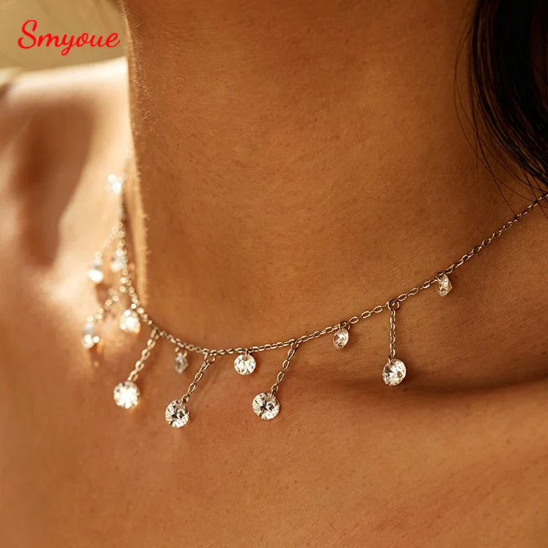 100% Real S925 Sterling Silver Pendant Girls 5A Zircon Stackable Wedding Necklace for Women Fine Jewelry Wholesale Chain