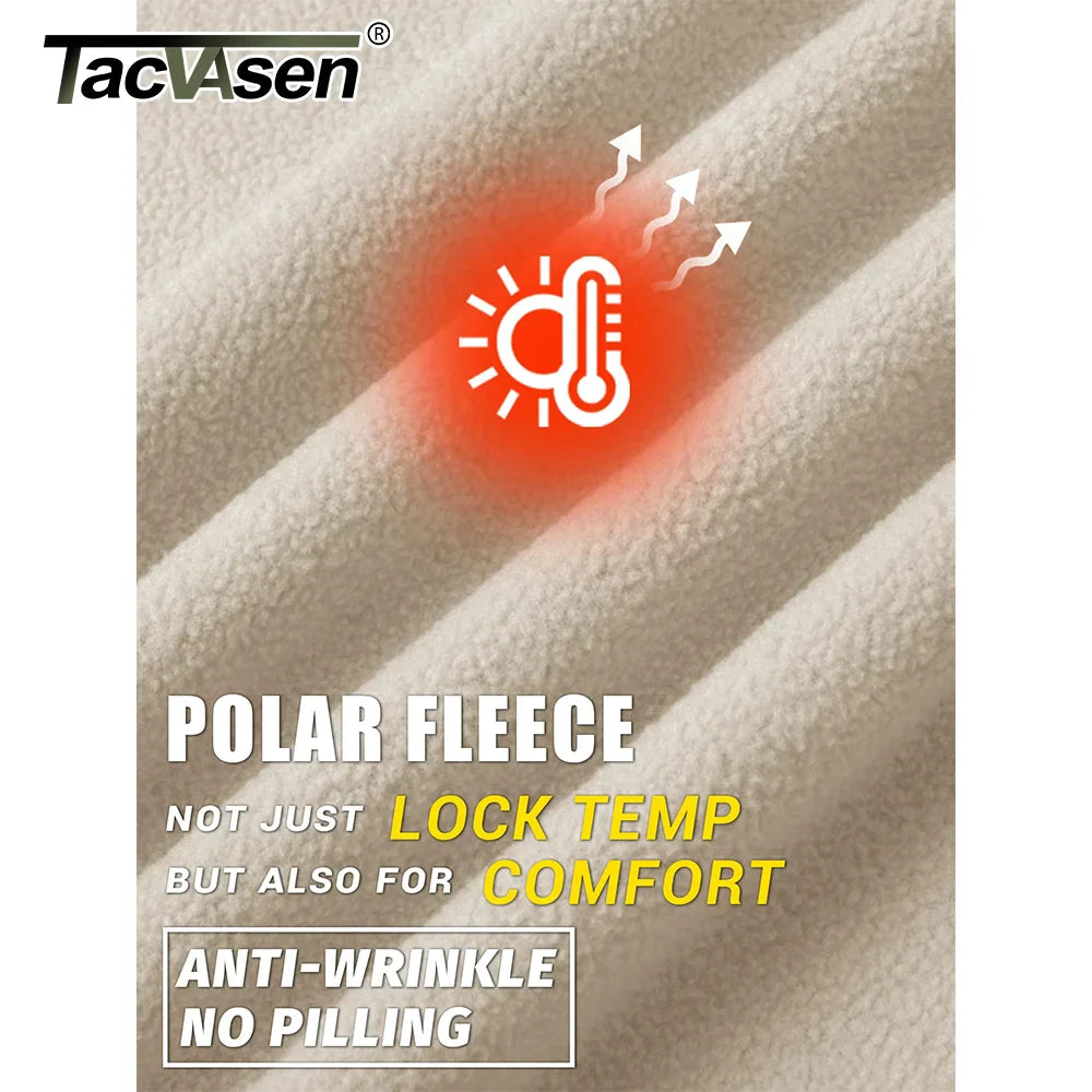 TACVASEN Winter Fleece Jackets Mens Full Zip Stand Up Work Jacket Coats Zipper Pockets Hiking Jacket Outdoor Windbreaker