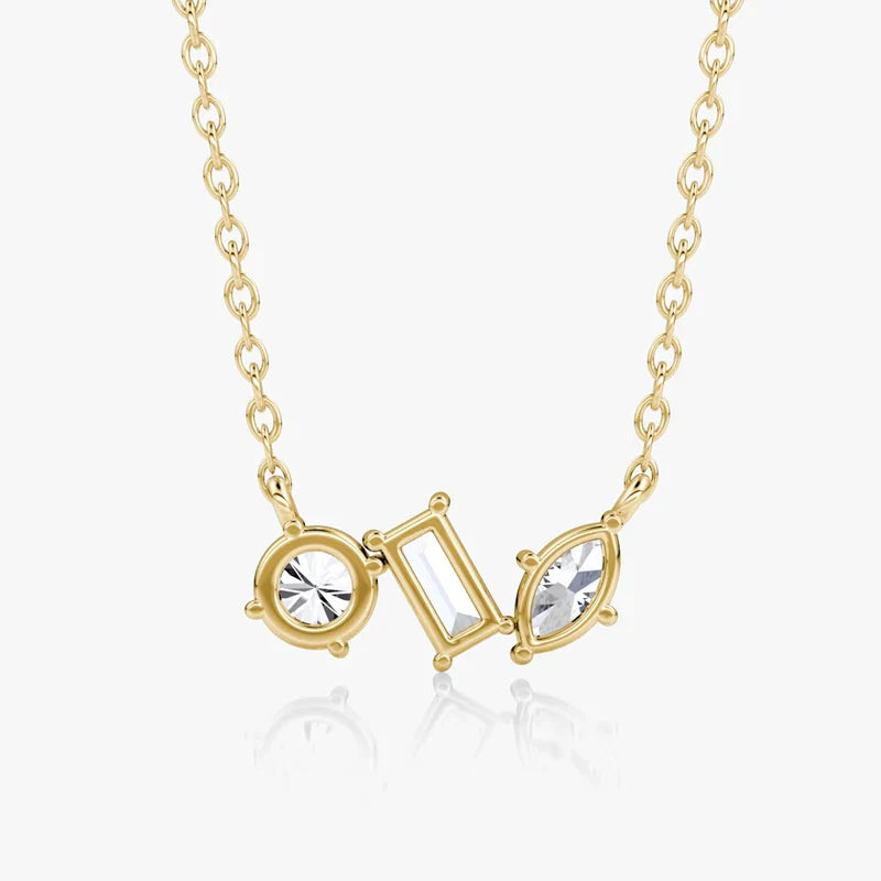 Marquise/Round/Rectangular Cut Moissanite Pendant Necklace For Women Three Stone Irregular Moissanite Diamond Necklace