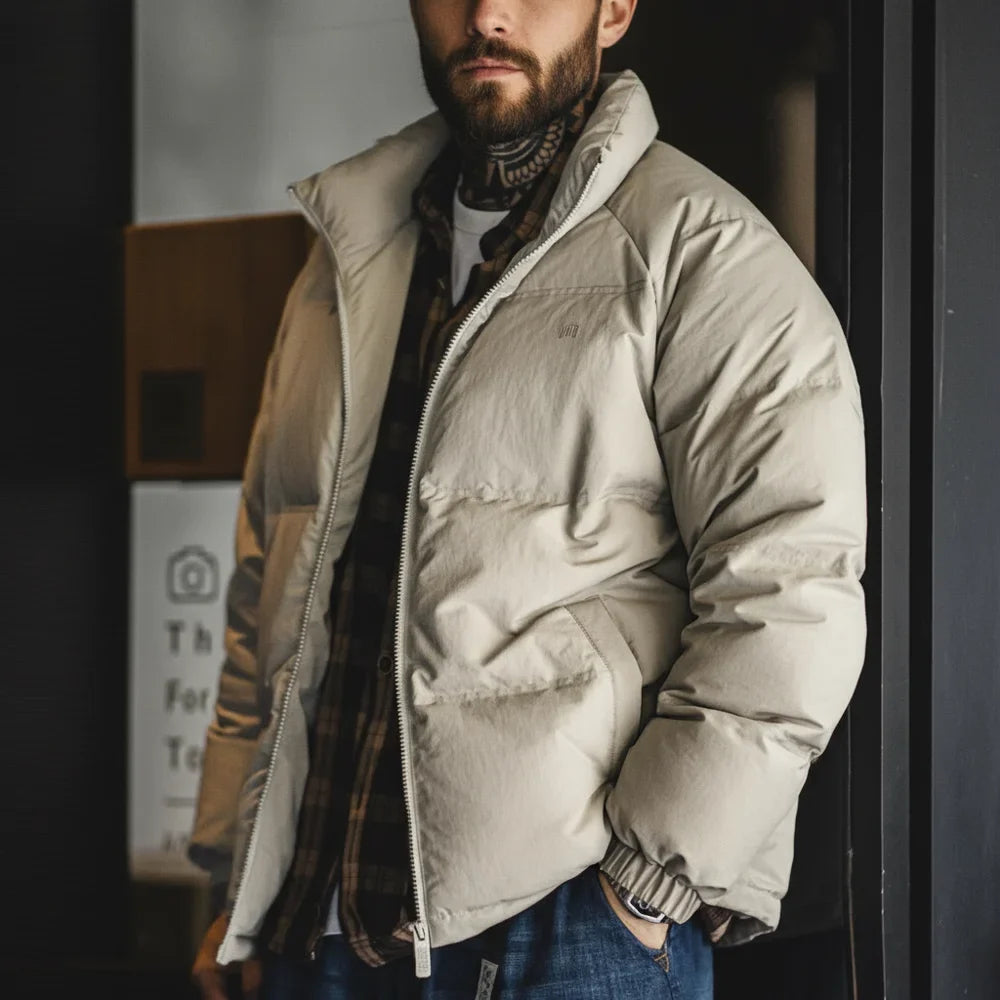 Winter Down Jacket for Men White Duck Down Filling Outdoor 4-Grade Waterproof Stand-up Collar Coat Thickened Warm Jacket