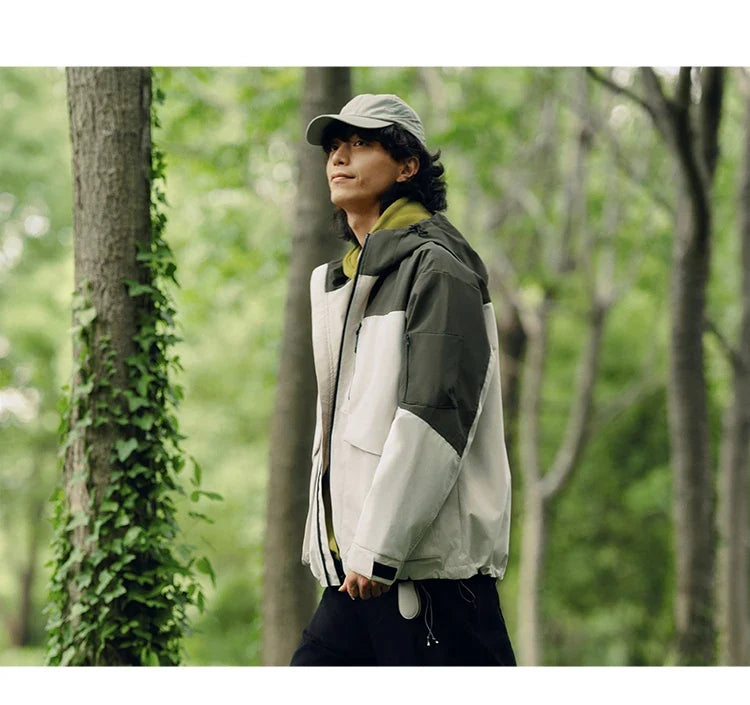 Men Jacket Outdoor Mountain Style Hooded Loose Couple Casual Style Autumn Lightweight Outerwear Daily Wear 2026