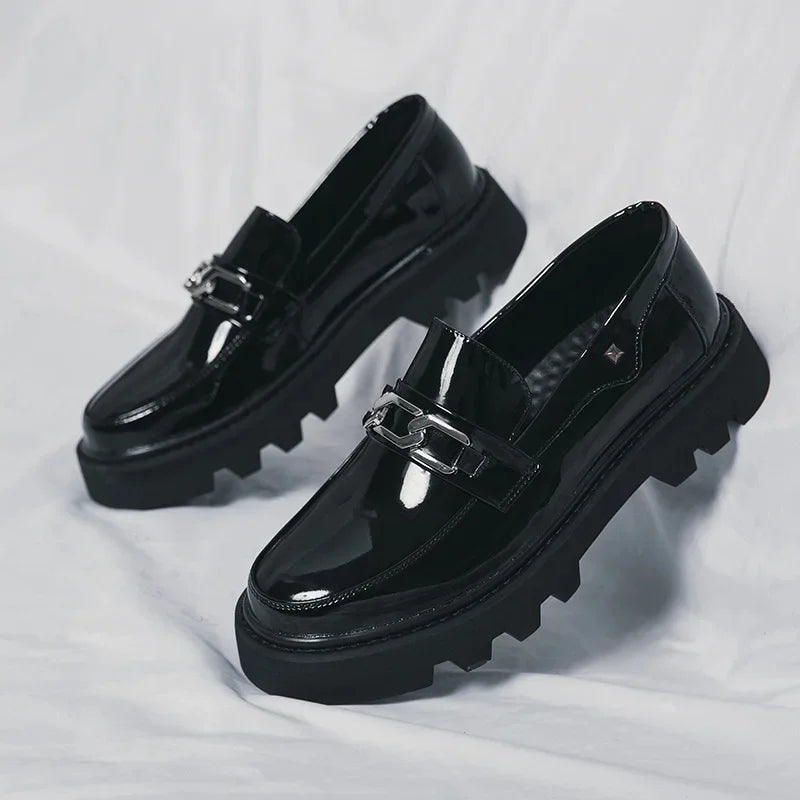 Men’s Round Toe Leather Shoes – Fashionable Casual Dress Footwear for Adults