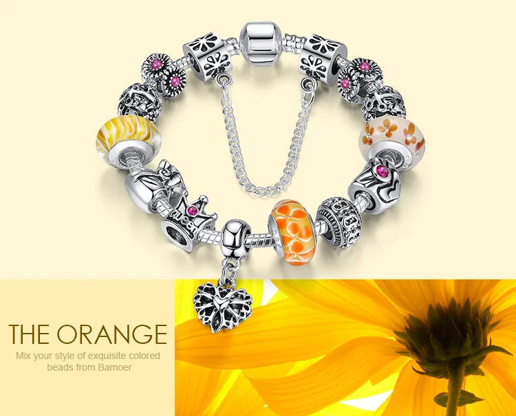 Queen Jewelry Charms Bracelet & Bangles With Queen Crown Beads Bracelet for Women PA1823