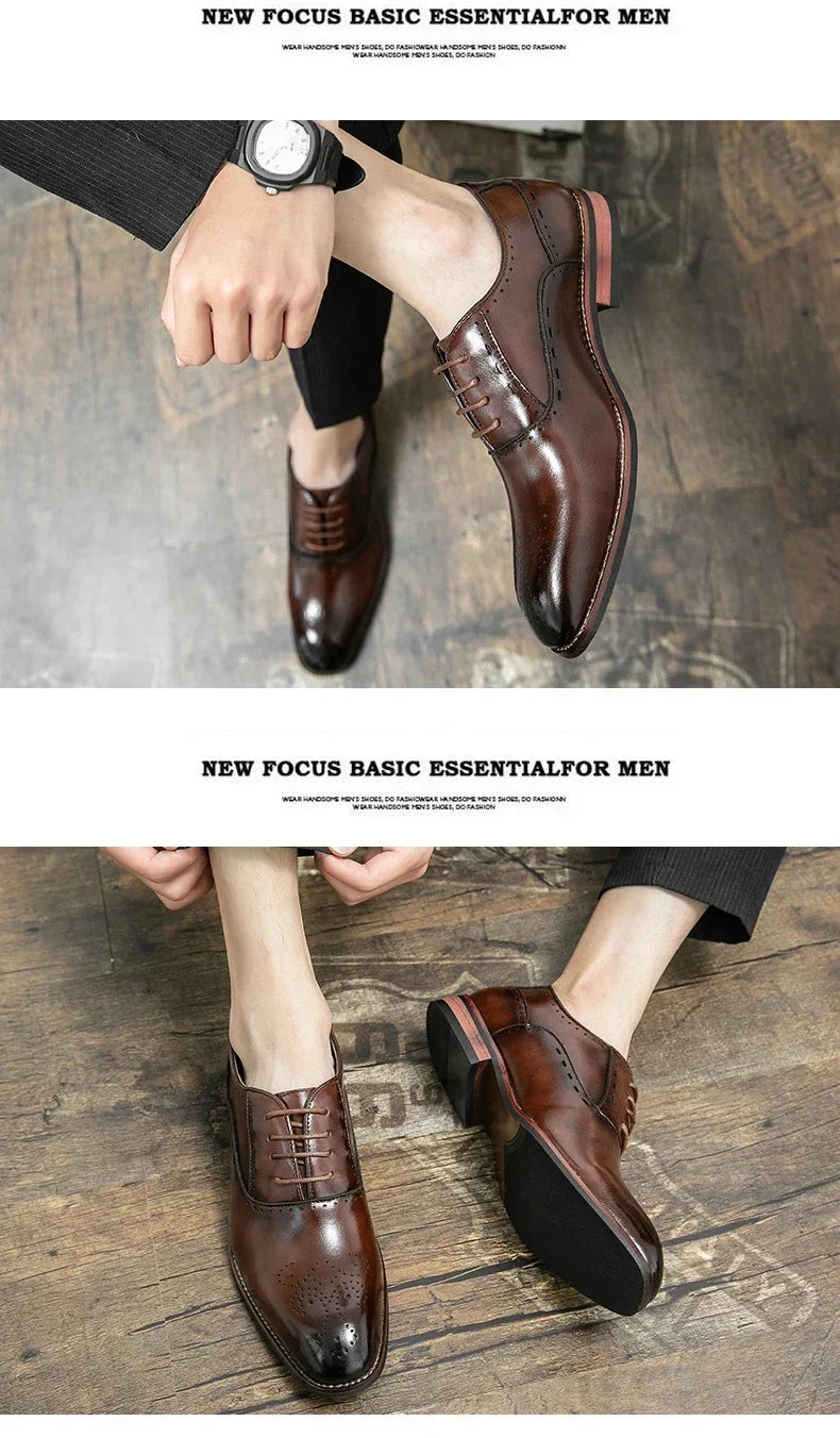High Quality Leather Business Formal Shoes 2026 Classic Italian Casual Dress Shoes Men Elegant Office Formal Oxford Shoes