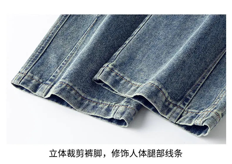 Men's Trendy Jeans All-Season Cotton Blend Straight-Leg Pants - Fashionable Minimalist Versatile Casual Denim Trousers M-4XL