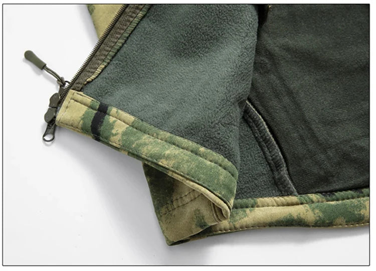 New Soft Shell Tactical Jacket  Men Winter Fleece Hooded Coat Hunting Clothes Outdoor Camouflage CS Tops Waterproof Windproof