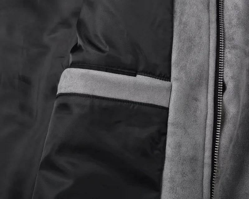Autumn Jackets Oversize Casual Clothes High Street Pockets Laper Zipper Suede Thick Coat Mens Windbreaker Loose