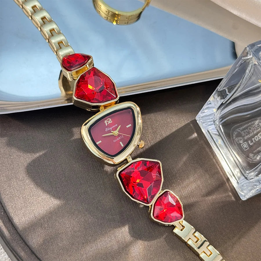 New color scheme irregular design big diamond watch light luxury niche watch color fashion high sense foreign trade wholesale