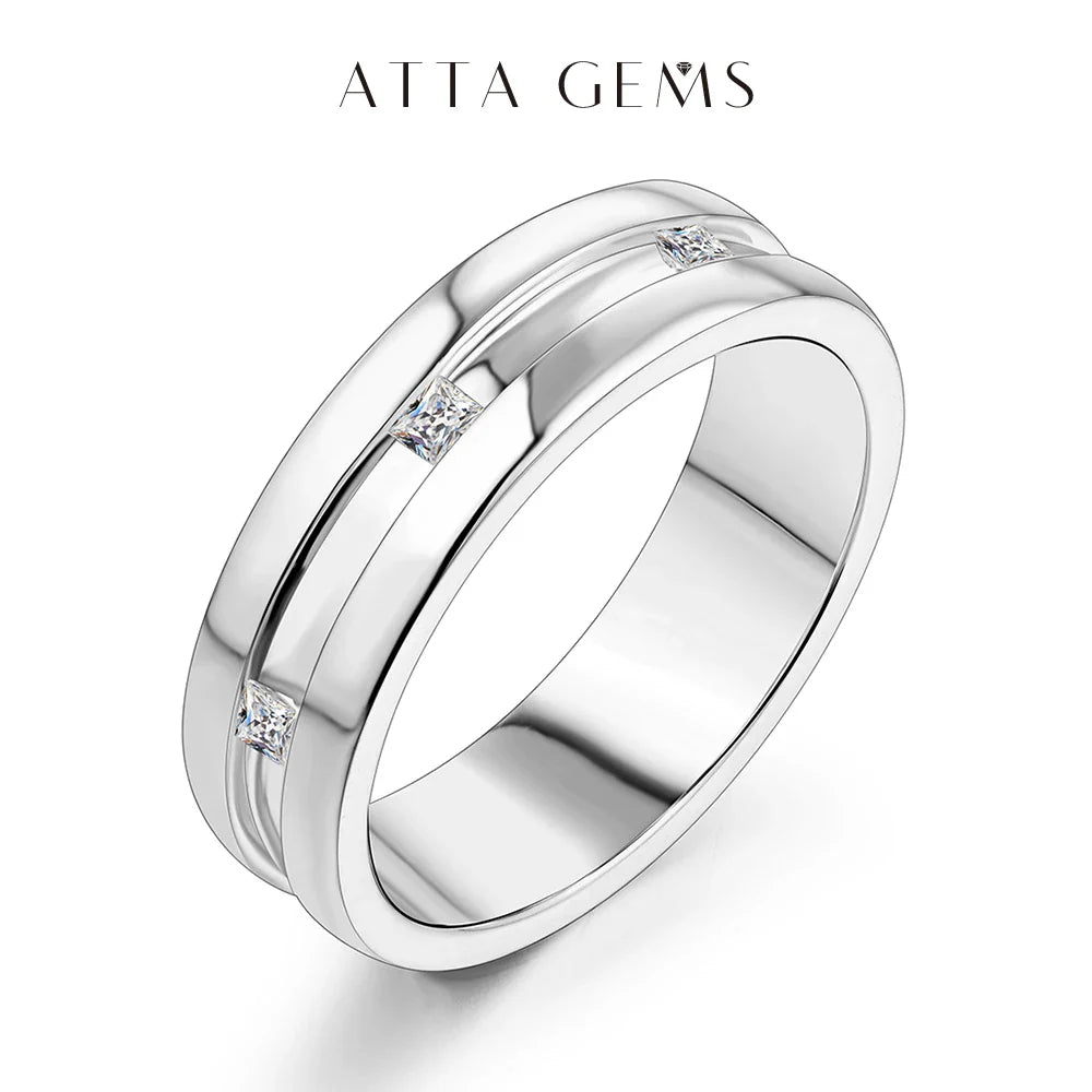 Princess Square Cut D Color Moissanite 18K White Gold Plated Engagement Wedding Band Moissanite Lab Grown Diamond Ring for Women