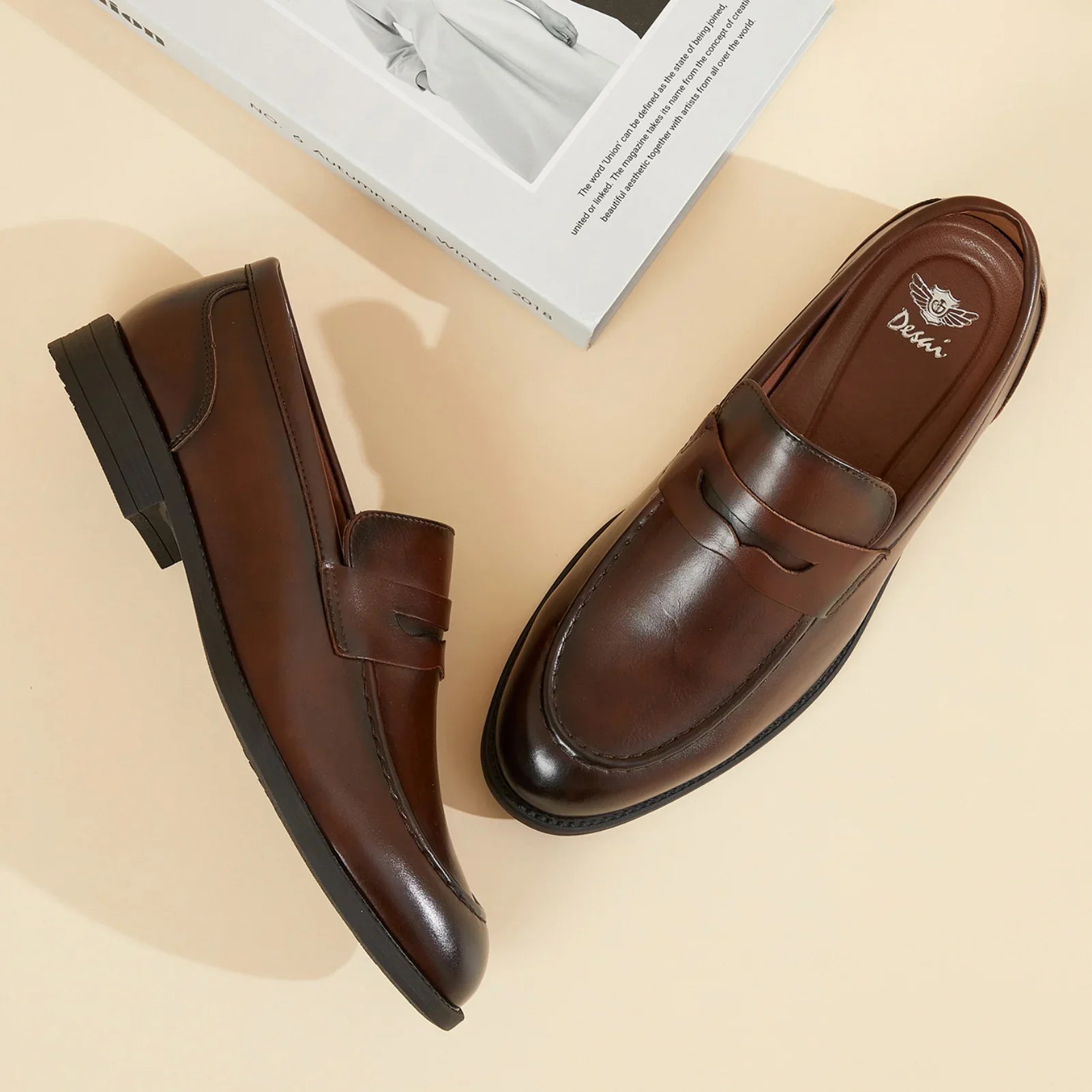 Fashion New Arrival One-Strap Over-the-Waterloo Loafers Business Formal Classic Breathable Men's Leather Shoes Round-Toe Versati