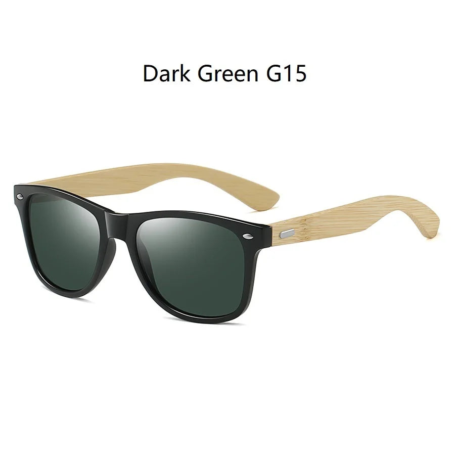Fashion Bamboo Wood Vintage Square Sunglasses Men Women Luxury Brand Designer Sun Glasses Wooden Driving Fishing Eyewear