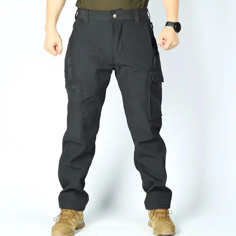 Winter Outdoor Work Sets Mens Field Training Jackets Multi-Pocket Fleece Cargo Pants Tactical Waterproof Camping Tracksuits Set