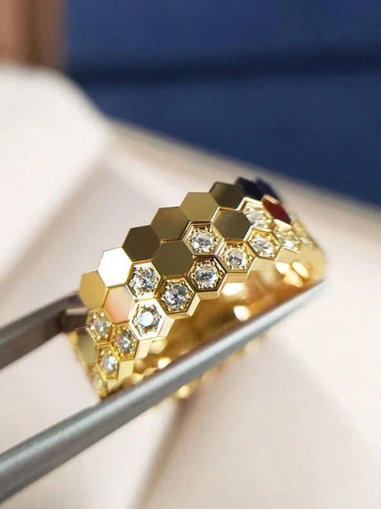 925 Sterling Silver Personality Simple Delicate Honeycomb Ring For Women Engagement Wedding Luxury High Quality Fine Jewelry